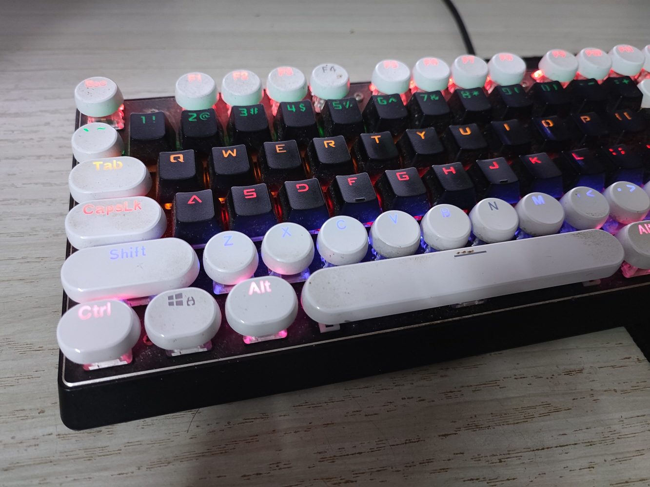 Desk setup with a compact mechanical keyboard